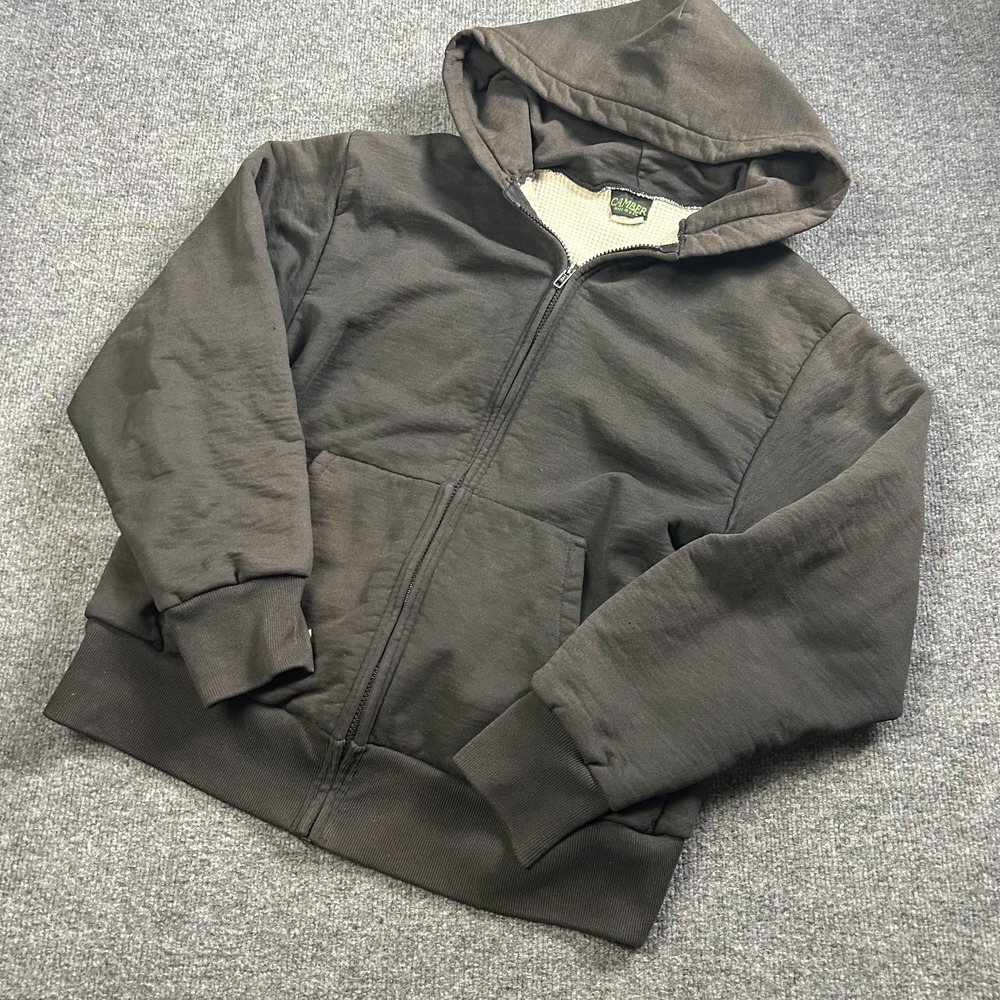 Camber Hoodie Mens Large Brown Thermal Lined Full Zip Sweatshirt Made USA